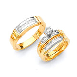 0.45 Carat Diamond Three-Piece High-Polish Wedding Ring in 14K Two-Tone Gold