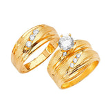 White CZ Three-Piece Wedding Ring in 14K Gold