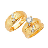 White CZ Three-Piece Wedding Ring in 14K Gold