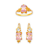 Pink & White CZ Girls Two-Piece Set in 14K Gold