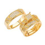 White CZ Three-Piece Micro-Pave Wedding Ring in 14K Gold