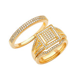 White CZ Three-Piece Micro-Pave Wedding Ring in 14K Gold