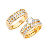 White CZ Three-Piece Pave Wedding Ring in 14K Gold