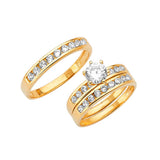 White CZ Three-Piece Pave Wedding Ring in 14K Gold