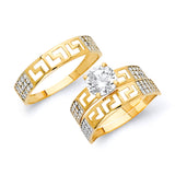 White CZ Three-Piece Wedding Ring in 14K Gold