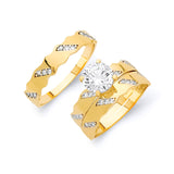 White CZ Three-Piece Wedding Ring in 14K Gold