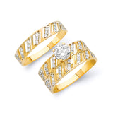 White CZ Three-Piece Wedding Ring in 14K Gold