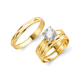 White CZ Three-Piece Wedding Ring in 14K Gold