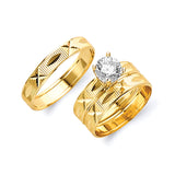 White CZ Three-Piece Wedding Ring in 14K Gold