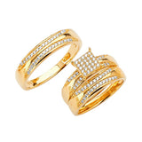 White CZ Three-Piece Micro-Pave Wedding Ring in 14K Gold