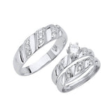 White CZ Three-Piece Pave Wedding Ring in 14K White Gold