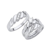 White CZ Three-Piece Pave Wedding Ring in 14K White Gold