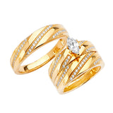 White CZ Three-Piece Pave Wedding Ring in 14K Gold