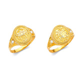 White CZ Zodiac Ladies Ring in 14K Gold